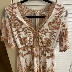 Honey Punch Multicolor Embroidered Romper